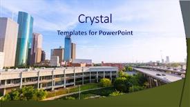  Presentation with houston - Presentation theme featuring houston skyline north view aerial background and a sky blue colored foreground