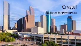  Presentation with houston - Beautiful presentation theme featuring houston skyline north view aerial backdrop and a light blue colored foreground