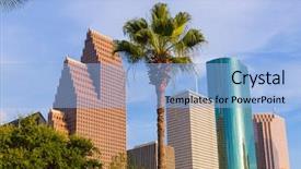  Presentation with houston - Presentation theme having houston skyline north view palm background and a light blue colored foreground