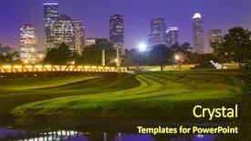  Presentation with houston - PPT theme featuring houston sunset skyline from memorial background and a tawny brown colored foreground