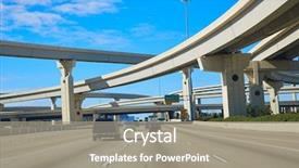  Presentation with crossroads - Colorful presentation design enhanced with houston texas crossroads bridges backdrop and a gray colored foreground
