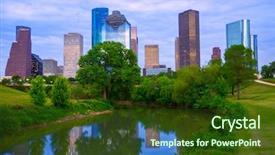  Presentation with houston - Beautiful presentation theme featuring houston texas modern skyline backdrop and a tawny brown colored foreground