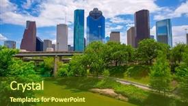  Presentation with houston - Presentation design featuring houston texas skyline with modern background and a tawny brown colored foreground