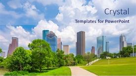  Presentation with houston - Slide set featuring houston-texas-usa-downtown-city background and a light blue colored foreground