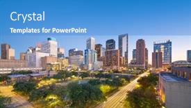  Presentation with houston - Colorful presentation design enhanced with houston-texas-usa-downtown-park backdrop and a teal colored foreground
