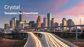  Presentation with highways - Cool new slides with houston-texas-usa-downtown-skyline backdrop and a ocean colored foreground