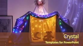  Presentation with childrens birthday party - Cool new PPT layouts with garland for children's party backdrop and a tawny brown colored foreground