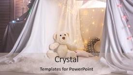  Presentation with childrens birthday party - Cool new presentation design with garland for children's party backdrop and a soft green colored foreground