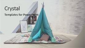  Presentation with childrens birthday party - Cool new theme with prepared for children's party backdrop and a light gray colored foreground