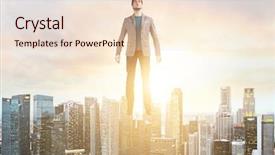  Presentation with hovering - Cool new PPT theme with hover - businessman hovering over down town backdrop and a lemonade colored foreground