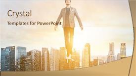  Presentation with hovering - Beautiful slide deck featuring hover - businessman hovering over down town backdrop and a lemonade colored foreground