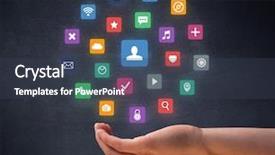  Presentation with hovering - PPT layouts having hover - colorful applications hovering over young background and a tawny brown colored foreground