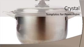  Presentation with nano composites and metal - PPT layouts with how keep food safe - metal pot background and a light gray colored foreground