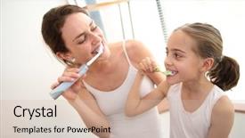  Presentation with teen girl tech - Presentation theme having how to brush her teeth background and a soft green colored foreground