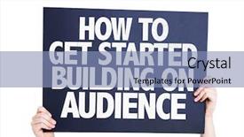  Presentation with audience - Presentation theme consisting of how to get started building background and a light blue colored foreground