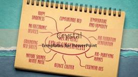  Presentation with personal care - PPT theme consisting of how-to-improve-sleeping-environment background and a coral colored foreground