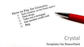  Presentation with pay - PPT theme consisting of how-to-pay-for-groceries background and a white colored foreground