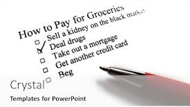  Presentation with pay - PPT theme with how-to-pay-for-groceries background and a white colored foreground