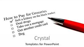  Presentation with pay - Presentation theme consisting of how-to-pay-for-groceries background and a white colored foreground