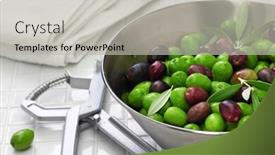  Presentation with olive - Slide set with how to remove an olive pit background and a light gray colored foreground