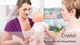  Presentation with women learning finances - PPT layouts enhanced with how to use baby carrier background and a lemonade colored foreground