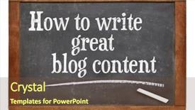  Presentation with blog - Cool new PPT theme with how to write great blog content - tutorial headline on a vintage slate blackboard backdrop and a tawny brown colored foreground