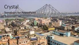  Presentation with pre historic of india - Slides having howrah bridge - the historic cantilever background and a light blue colored foreground