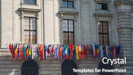  Presentation with vienna - PPT theme featuring headquarters european - flags at the hq background and a tawny brown colored foreground