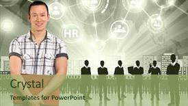  Presentation with employee - PPT theme featuring hr concept business man choosing background and a  colored foreground