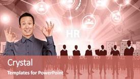  Presentation with concept - Slide set featuring hr concept business man choosing background and a  colored foreground