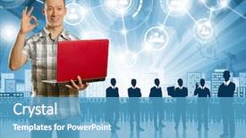  Presentation with concept - Slide deck featuring hr concept business man choosing background and a teal colored foreground