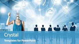  Presentation with employee - Colorful theme enhanced with hr concept business man choosing backdrop and a  colored foreground