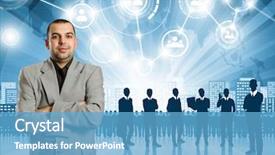  Presentation with concept - Audience pleasing slides consisting of hr concept business man choosing backdrop and a teal colored foreground
