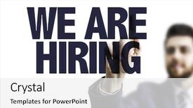  Presentation with hiring - Slide set featuring hr department - business man pointing the text background and a white colored foreground