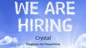  Presentation with hiring - Presentation theme featuring hr department - we are hiring cloud word background and a light blue colored foreground