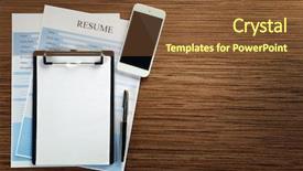  Presentation with workplace - PPT theme featuring hr information - employer workplace with clipboard background and a tawny brown colored foreground