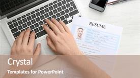  Presentation with resume - Amazing slides having hr information - man with resume form using backdrop and a coral colored foreground
