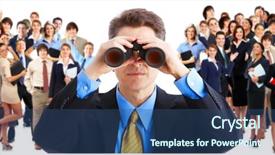  Presentation with people - Amazing presentation having hr managment - businessman with binoculars looking backdrop and a ocean colored foreground