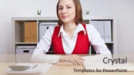  Presentation with human resource - PPT theme with hr managment - friendly female human resource manager background and a lemonade colored foreground