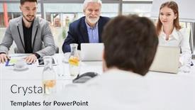  Presentation with job interview - Slides enhanced with hr-or-employer-and-applicant background and a white colored foreground