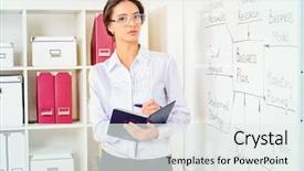  Presentation with staff meeting - Presentation having hr presentation - business coach trains company staff background and a sky blue colored foreground