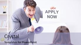  Presentation with recruitment - Colorful PPT theme enhanced with hr presentation - business people in recruitment concept backdrop and a light blue colored foreground