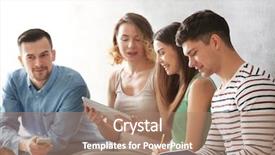  Presentation with interview - PPT theme featuring hr presentation - group of people waiting background and a  colored foreground