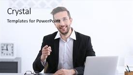  Presentation with job interview - Slides enhanced with hr presentation - hr manager conducting job interview background and a sky blue colored foreground