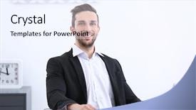  Presentation with job interview - PPT layouts having hr presentation - hr manager conducting job interview background and a sky blue colored foreground