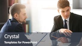  Presentation with office - Presentation theme with hr presentation - hr manager interviewing young man background and a  colored foreground