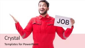  Presentation with old wite man and his music - PPT theme having hr presentation - man in coveralls with message background and a  colored foreground