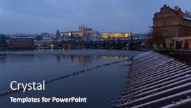  Presentation with czech republic - Presentation design enhanced with hradcany-in-winter-time-prague background and a ocean colored foreground