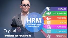  Presentation with human resource management - Cool new slide deck with hrm-human-resource-management-concept backdrop and a ocean colored foreground