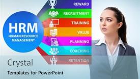  Presentation with human resource management - Slide set having hrm-human-resource-management-concept background and a light blue colored foreground